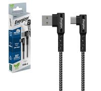 Energizer - Cable USB-C en ángulo de 90 grados, extralargo (2 m), de nailon trenzado, ideal para jugadores, color negro