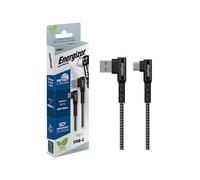 Energizer - Cable USB-C en ángulo de 90 grados, extralargo (2 m), de nailon trenzado, ideal para jugadores, color negro