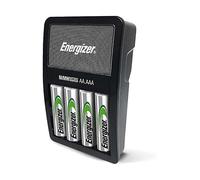 ENERGIZER Cargador de pilas NiMH de 1,2 V para 4 AA con indicador LED, Negro