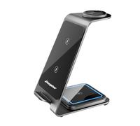 Energizer Cargador inalámbrico 15 W 3 en 1 de mesa | Soporte magnético para iPhone MagSafe, Samsung y Android | Carga rápida Smartphone, Auriculares, Smartwatch | USB-C, soporte ajustable | WCP302