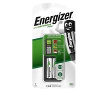 Energizer - Cargador MINI con capacidad de 2 pilas AA, 2000 mAh, con indicador de la carga de la pila, auto-desconexión evitando sobrecarga