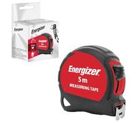 Energizer - Cinta métrica de 5 metros, sistema métrico, color negro y rojo, Bi Materia Tylon, carcasa ergonómica, cinta de acero lacado con gancho de 19 mm, bloqueo de la cinta - Retorno automático