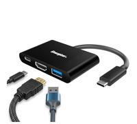 ENERGIZER HC303CV - Hub 3 en 1 (USB C3.1 con Cable USB-C - 5 Puertos - 12 cm - sincronización Ultra rápida) - Color Negro