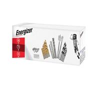 Energizer - Juego de 30 brocas para taladro (11 helicoidales HSS 4241, revestimiento titanio, 5 para madera, 6 mampostería, 2 para madera (16/22 mm), 5 tornillos de cabeza hueca y 1 plantilla de