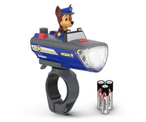 Energizer Luz de bicicleta de persecución de la Patrulla Canina, ideal para bicicletas y scooters para niños, linterna de juguete de la Patrulla Canina para niños y niñas, uso como linterna de camping