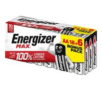 Energizer - Max, Pack de 18+6 Pilas AA 1,5V, Más Potencia y Larga duración para Uso Cotidiano, sin sulfataciones y mantiene carga 10 años