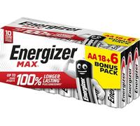 Energizer MAX, Pack de 18+6 Pilas AA, Larga duración para Uso Cotidiano, sin sulfataciones y con 10 años de Vida útil