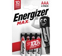 Energizer - MAX, Pack de 4 pilas AAA, larga duración para uso cotidiano, sin sulfatación y 10 años vida útil