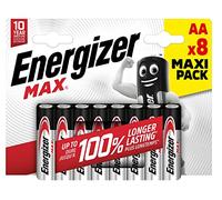 Energizer - Max, Pack de 8 Pilas AA 1,5V, Más Potencia y Larga duración para Uso Cotidiano, sin sulfataciones y con 10 años de vida útil