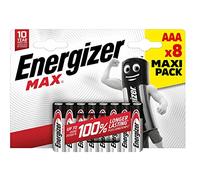 Energizer - MAX, Pack de 8 pilas AAA, larga duración para uso cotidiano, sin sulfatación y 10 años vida útil