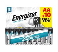 Energizer MAX Plus - Pilas AA (Paquete de 10) 1,5V Baterías Alcalinas - Energía Que Dura 200% Más - Accesorios de Ordenador y Smart Home - Embalaje 100% reciclable - 10 años de Vida útil