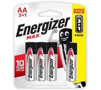 Energizer MAX Promo Pack Batería, Tamaño AA, Paquete de 3Plus1 Tarjeta Blister - 3+1