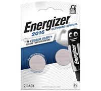 Energizer Pilas CR2016 (Paquete de 2) - Baterías de Botón 3V Litio - La Primera Pila 3 in 1 Child Shield - technología de Alerta de Color - 10 años de Almacenamiento
