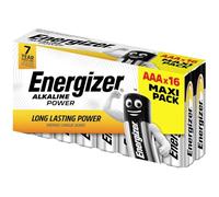 Energizer - Alkaline Power, Pack de 16 Pilas AAA 1,5V, Larga duración para Uso Cotidiano, sin sulfataciones y con hasta 10 años de vida útil