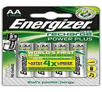 Energizer - Recargables, Pack de 4 pilas AA 2000 mAh, precargada, para dispositivos uso frecuente y cientos de recargas