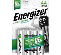Energizer - Recargables, Pack de 4 pilas AA 2300 mAh, precargada, para dispositivos uso frecuente y cientos de recargas