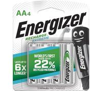 Energizer - Recargables, Pack de 4 pilas AA 2300 mAh, precargada, para dispositivos uso frecuente y cientos de recargas