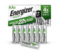 Energizer Recharge Power Plus - Pila Recargable AA (Paquette de 8) Batería 2000 mAh NiMH - precargada - para Dispositivos Uso frecuente y Cientos de recargas - Embalaje 100% reciclable