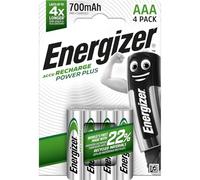 Energizer Recharge Power Plus - Pila Recargable AAA (Paquette de 4) Batería 700 mAh NiMH - precargada - para Dispositivos Uso frecuente y Cientos de recargas - Embalaje 100% reciclable