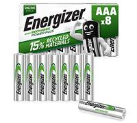 Energizer Recharge Power Plus - Pila Recargable AAA (Paquette de 8) Batería 700 mAh NiMH - precargada - para Dispositivos Uso frecuente y Cientos de recargas - Embalaje 100% reciclable