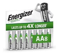 Energizer Recharge Power Plus - Pila Recargable AA (Paquette de 8) Batería 2000 mAh NiMH - precargada - para Dispositivos Uso frecuente y Cientos de recargas - Embalaje 100% reciclable