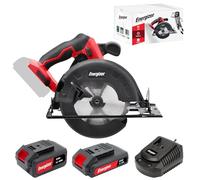 Energizer - Sierra circular a batería de 20 V (pilas incluidas) - 4000 rpm - Hoja de 165 mm/Corte hasta 45 mm (33 mm a 45°) - Guía de desplazamiento + llave de cambio + hoja para madera incluida