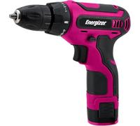 Energizer - Taladro atornillador inalámbrico (12 V, 25 Nm, portabrocas de 10 mm, 700 rpm, batería de litio integrada, carga USB-C, cable incluido, mango Soft Grip, rosa