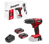 Energizer - Taladro atornillador inalámbrico 20V ultraligero, torque 40 Nm, 2 velocidades (1850 RPM), portabrocas de 10 mm, incluye 2 baterías 20V 2AH + cargador rápido, herramienta de alto rendimient
