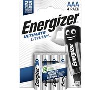 Energizer - Ultimate Lithium, Pack de 4 pilas AAA, litio de larga duración para dispositivos de alto consumo, más ligera y 20 años vida útil