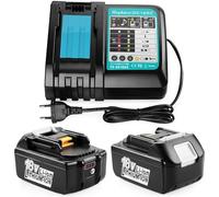 Energup 2X 18V 5.0Ah Baterías con Cargador de Repuesto para Makita Batería 18V BL1850 BL1815 BL1820 BL1830 BL1840 BL1850B DC18RC DC18RD