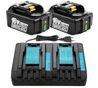 Energup 2X 18V 5000mAh Batería + Cargador DC18RD para Makita 18V Batería BL1850B BL1850 BL1840 BL1840B BL1830B BL1830 BL1820 BL1825 BL1815