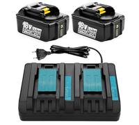 Energup 2X 18V 5500mAh Batería con Cargador DC18RD para Makita Batería 18V | compatible con Makita 18V baterías BL1830 BL1830B BL1860B BL1850B BL1850 BL1840B BL1840 BL1820