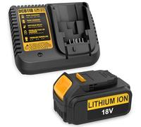 Energup Batería de repuesto Dewalt de 18 V, 5000 mAh + cargador DeWalt 18V DCB118 DCB184 DCB200 DCB182 DCB180 DCB181 DCB182 DCB201, batería de Dewalt de 18 V