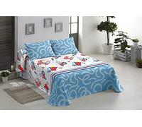 ENERGY COLORS TEXTIL-HOGAR - Bouti Acolchada - Colcha Verano Estampada Reversible Tipo Infantil Funda de Cojín 50 x 50 cm Incluida (Camiones, 180_x_270_cm-(Cama 90))