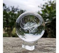 Energy Crystal Balls Crystal 3D Ball Equinox Flower Figurine Glass Laser Engraved Sphere Paperweight Home Desk Decoration Ornaments Crafts Gifts Lensball Photography Crystal Sphere Polished (with Cry
