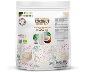 Energy Feelings Bebida de Coco Deshidratada en Polvo Ecológica 1kg, Leche en Polvo Sin Lactosa y Sin Azúcares Añadidos, Vegano, Contiene Maltodextrina, Eco Coconut Milk