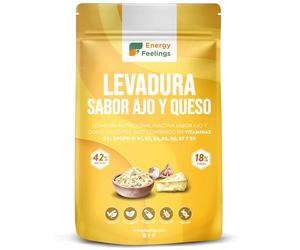 Energy Feelings Levadura Nutricional Sabor Ajo 250g, Levadura Nutritiva en Copos Rica en Vitamina B y Proteínas 43%, Nutritional Yeast Sin Gluten, Sin Azucar, Ideal para Queso Vegano