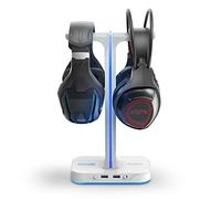 Energy Sistem ES Gaming Headset Stand ESG S3 Duo (Soporte para 2 Auriculares, Dos Puertos USB, 3 Efectos RGB, Base antidelizante, Mobile Game Converter) - Blanco