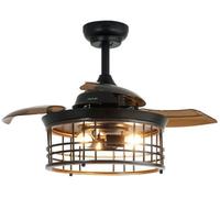 Cecotec Ventilador de Techo con Luz EnergySilence Aero 3600 Invisible Metallic Style, Motor DC 25W, Luz LED, 3 aspas retráctiles, 36 pulgadas, Mando, 3 velocidades, temporizador, winter/summer