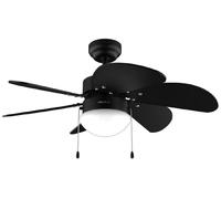 Cecotec Ventilador de Techo con Luz EnergySilence Aero 3600 Vision Full Black. 50 W, Diámetro 36”, 3 Velocidades, 6 Aspas Reversibles, Modo winter-summer, Uso Sencillo, Interruptor en Cadena