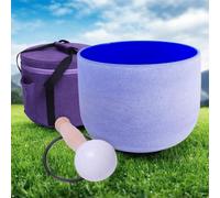 ENERGYSOUND - Cuenco tibetano de cristal de cuarzo esmerilado del chakra de la garganta (G) de 20 cm, 432 Hz, color azul, sanación con sonido y meditación de yoga (incluye bolsa de transporte)