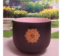 ENERGYSOUND Cuencos de cristal de cuarzo de 432 Hz D, diseño de chakra sacro, color negro, cuenco de cristal de cuarzo esmerilado, 28 cm, curación de sonido y meditación de yoga