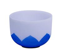 ENERGYSOUND Cuencos de cristal de cuarzo de 432 Hz G, chakra de la garganta, loto, cristal de cuarzo esmerilado, cuenco tibetano de 20 cm, curación de sonido y meditación de yoga