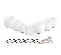 ENERGYSOUND Juego de 7 cuencos de cristal para yoga, afinados por chakras, cuenco de cristal de cuarzo esmerilado, 20 cm a 30 cm, instrumento musical curativo de sonido y meditación