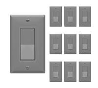 ENERLITES 93150-GYWP-10 interruptores decorativos de 3 vías con placa de pared, superficie brillante, 3 vías, solo alambre de cobre, tornillo de tierra, calidad residencial, 15 A, 120-277 V, listado
