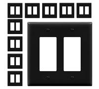 ENERLITES Decorator Light Switch or Receptacle Outlet Wall Plate, Gloss Finish, Midway Size 2-Gang 4.88" x 4.92", Unbreakable Polycarbonate Thermoplastic, UL Listed, 8832M-BK-10PCS, Black (10 Pack)