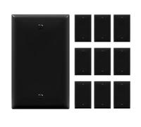 ENERLITES Placa de pared para dispositivo en blanco, tamaño 1 banda, 4.5 x 2.75 pulgadas, policarbonato termoplástico, 8801-BK-10 unidades, negro (paquete de 10)