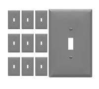 ENERLITES Placa de pared para interruptor de luz de palanca, cubierta de interruptor jumbo, gran tamaño, 1 banda, 5.5 x 3.5 pulgadas, policarbonato termoplástico irrompible, 8811O-GY-10 unidades, gris