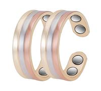 EnerMagiX Anillos de cobre para drenaje linfático para mujer, imanes de 3500 Gauss, alivio del dolor para artritis y curación del túnel carpiano, juego de 99% de cobre puro, regalo de joyería (R 2