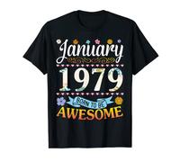 Enero de 1979 Born To Be Awesome 44 Years Old Happy Birthday Camiseta